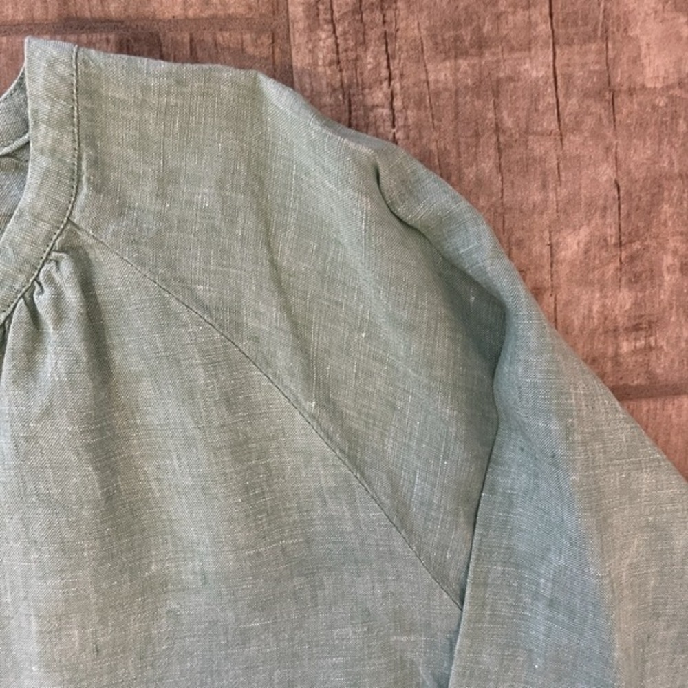 David Jones Linen Top 3/4 Button Front  3/4‎ Sleeve Pale Green Women XXL. Aus - Picture 7 of 14